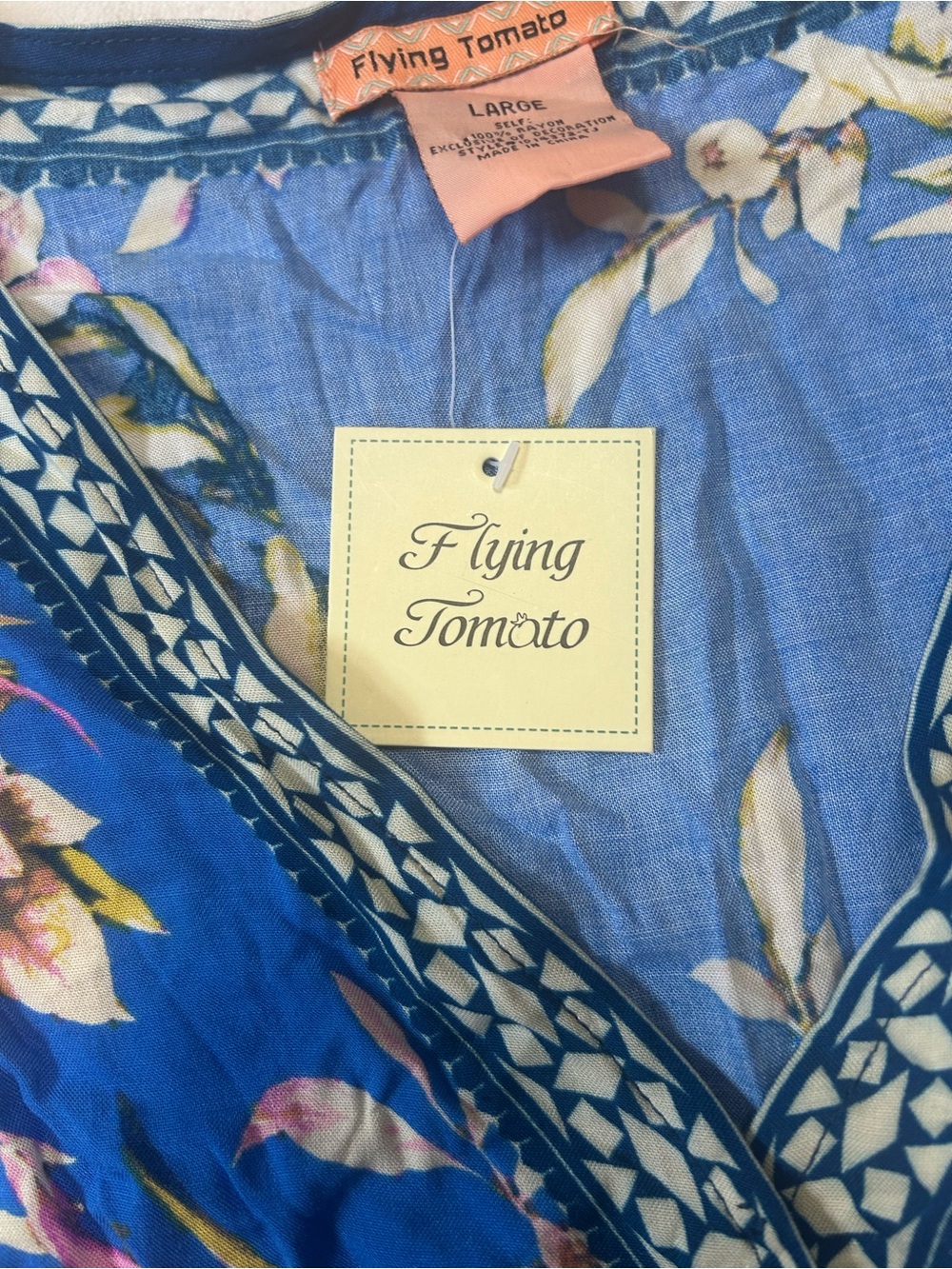 Flying Tomato NWT Blue Floral Boho Maxi Dress Large - Picture 6 of 11